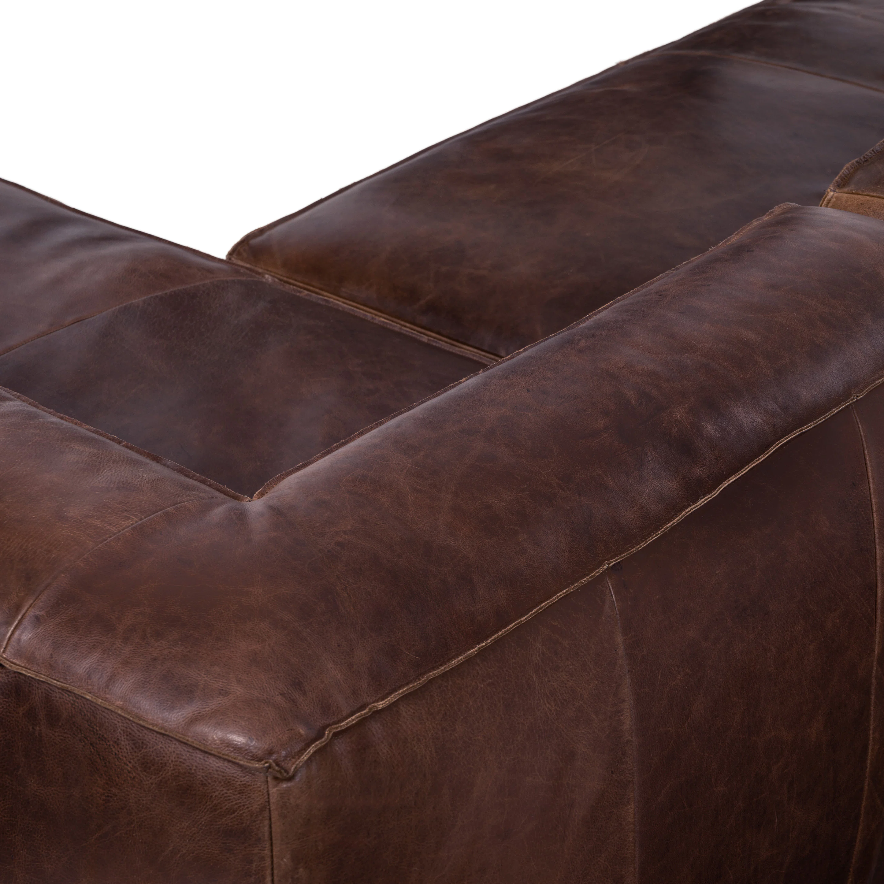 Cigar 94.5" Leather Reversible Sectional - Indiana Brown