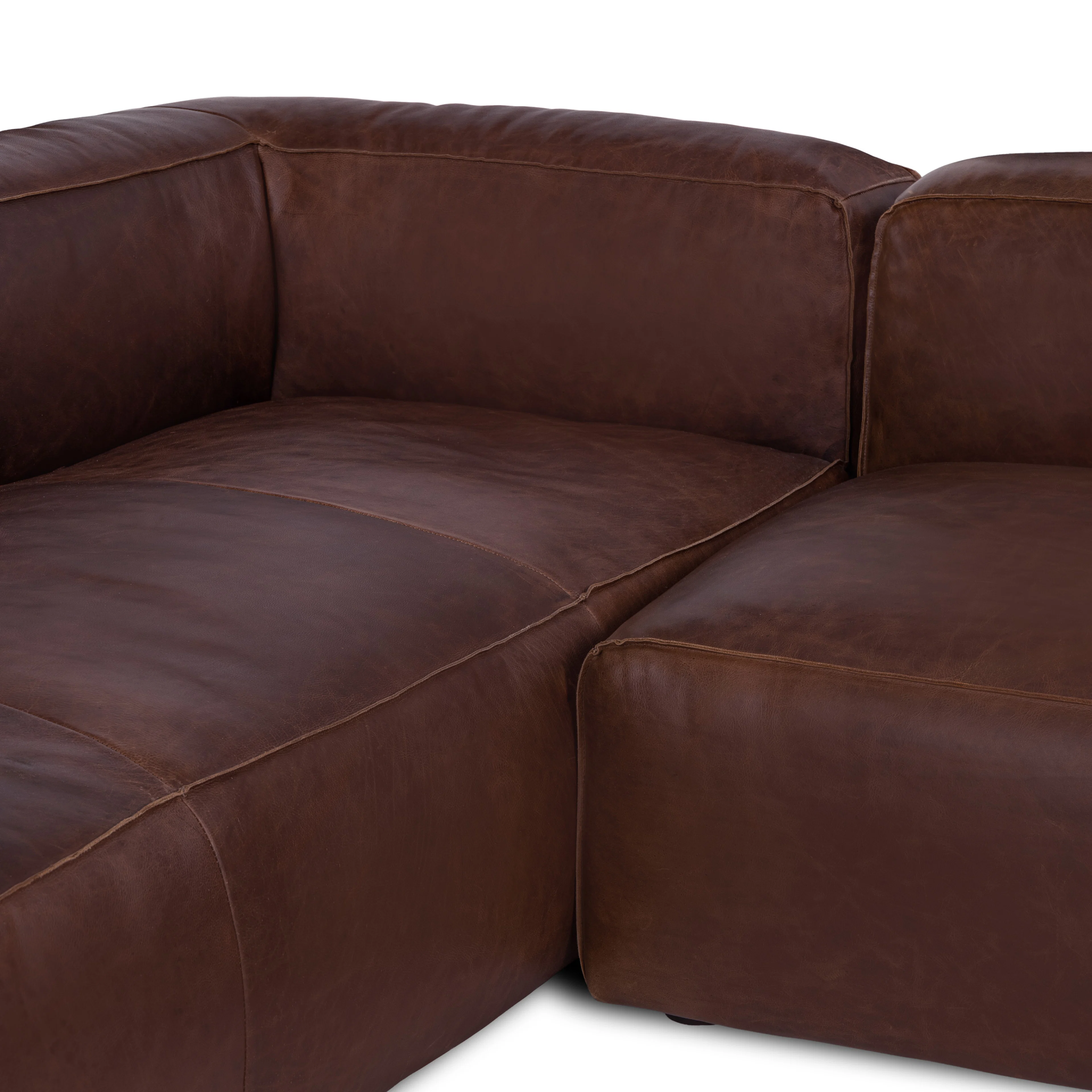 Cigar 94.5" Leather Reversible Sectional - Indiana Brown