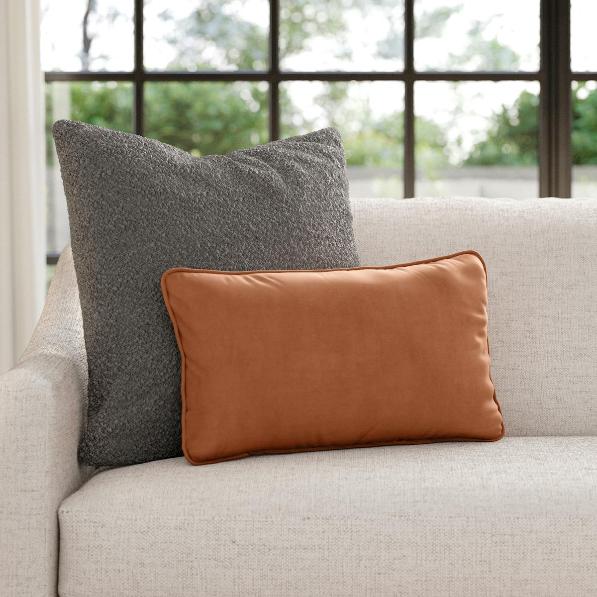 Lucca Plush Pacific Rust Velvet Lumbar Pillow | Article