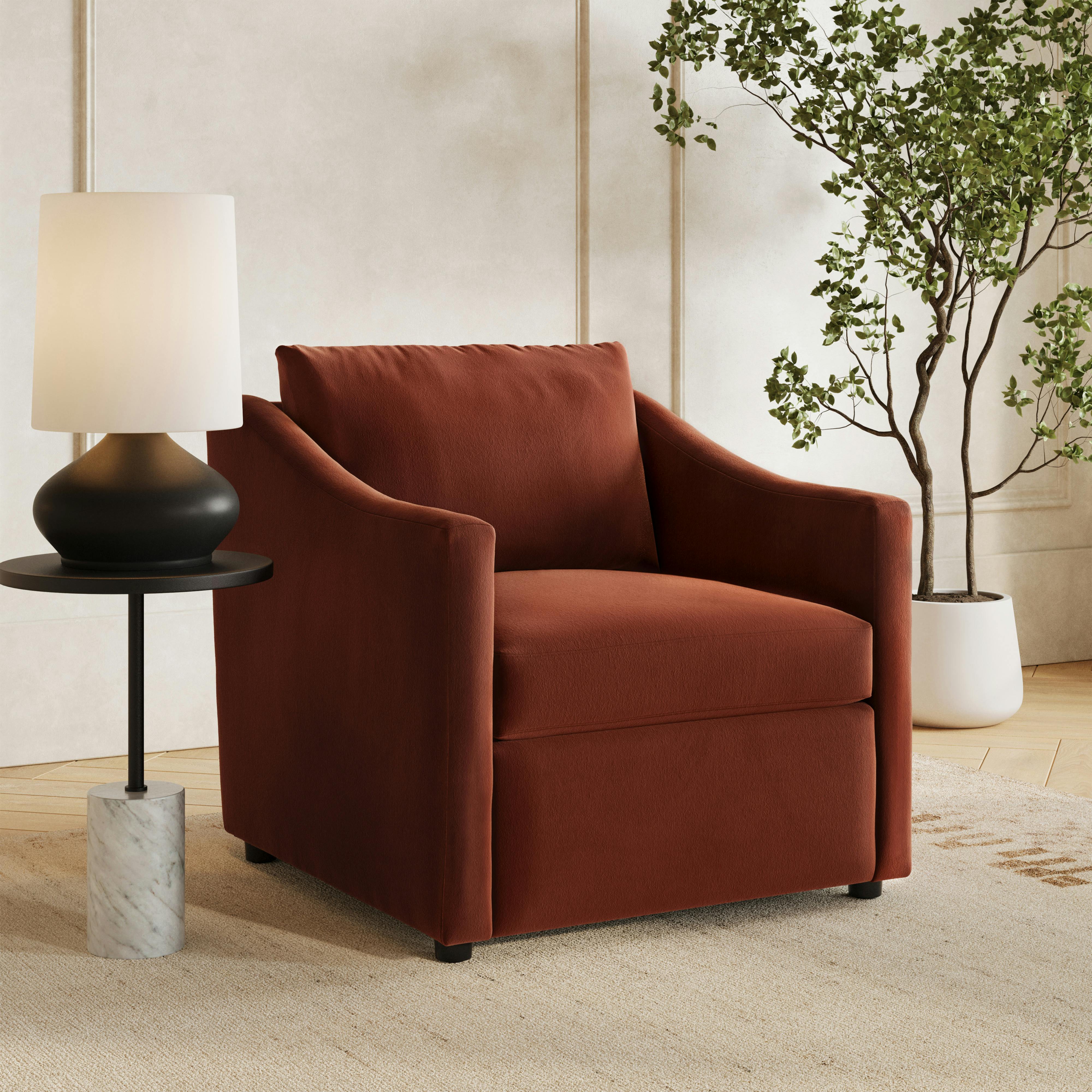 Landry Hale Rust Velvet Lounge Chair | Article