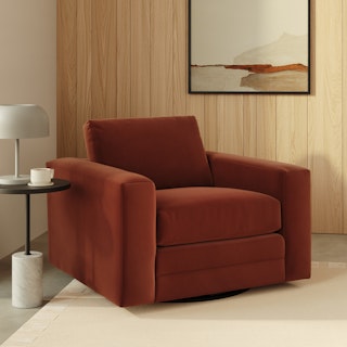 Riley 42" Velvet Grand Swivel Chair - Hale Rust