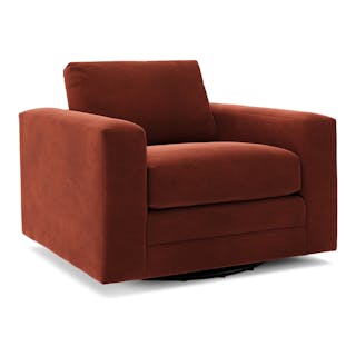 Riley 42" Velvet Grand Swivel Chair - Hale Rust