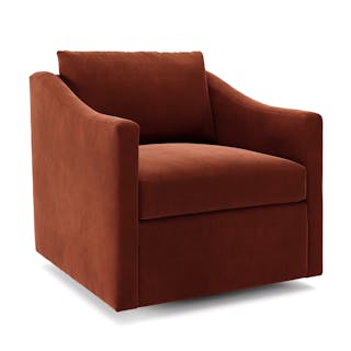 Landry 32.25" Velvet Swivel Lounge Chair - Hale Rust
