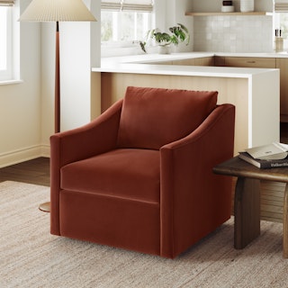 Landry 32.25" Velvet Swivel Lounge Chair - Hale Rust