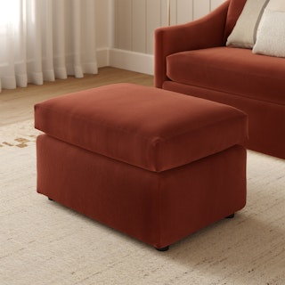 Landry 28" Velvet Ottoman - Hale Rust