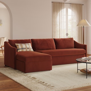 Landry 109" Velvet Left Storage Sleeper Sectional - Hale Rust