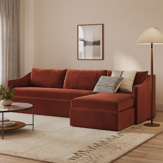 Landry 109" Velvet Right Storage Sleeper Sectional - Hale Rust