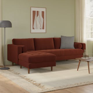Sven 100" Tufted Velvet Left Sectional - Hale Rust