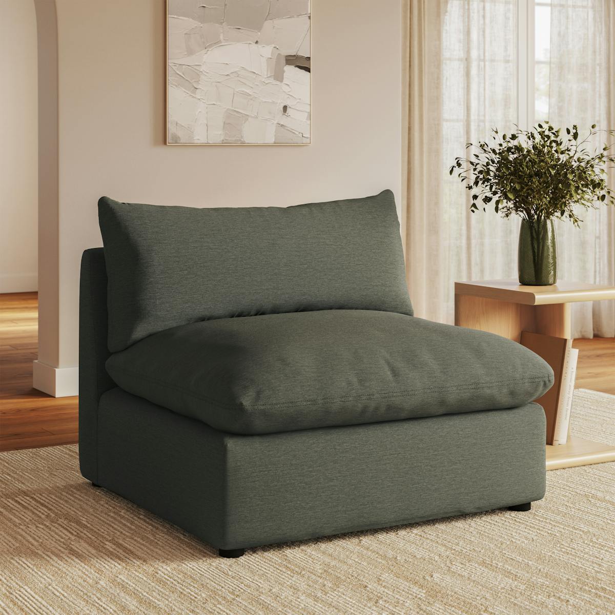 Leigh Silver Moss Armless Chair Module | Article
