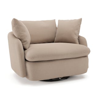 Leigh 47" Grand Swivel Lounge Chair - Sandstone Wool Bouclé
