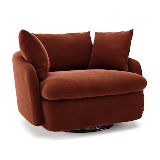 Leigh 47" Velvet Grand Swivel Lounge Chair - Hale Rust