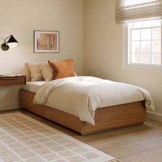Leif Twin Platform Storage Bed - Smoked Oak