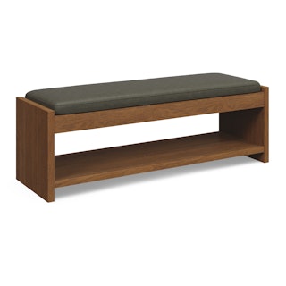 Cassie 56" Leather Bench - Smoked Oak and Charme Green