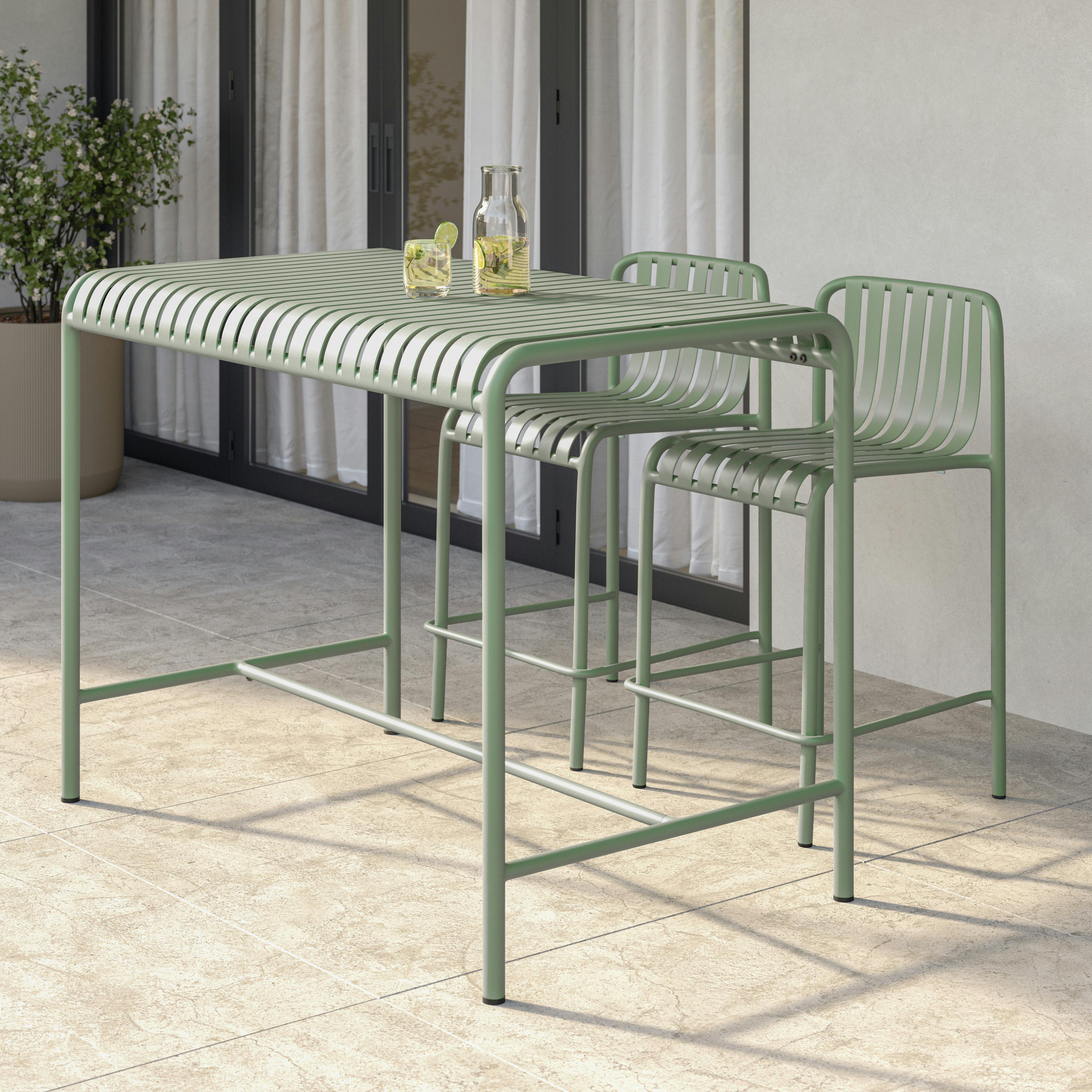 GEEKFIELD MIL KHAKI × SC SLIDE TOP TABLE Sarek Khaki Green Outdoor Metal Bar Table for 6 | Article