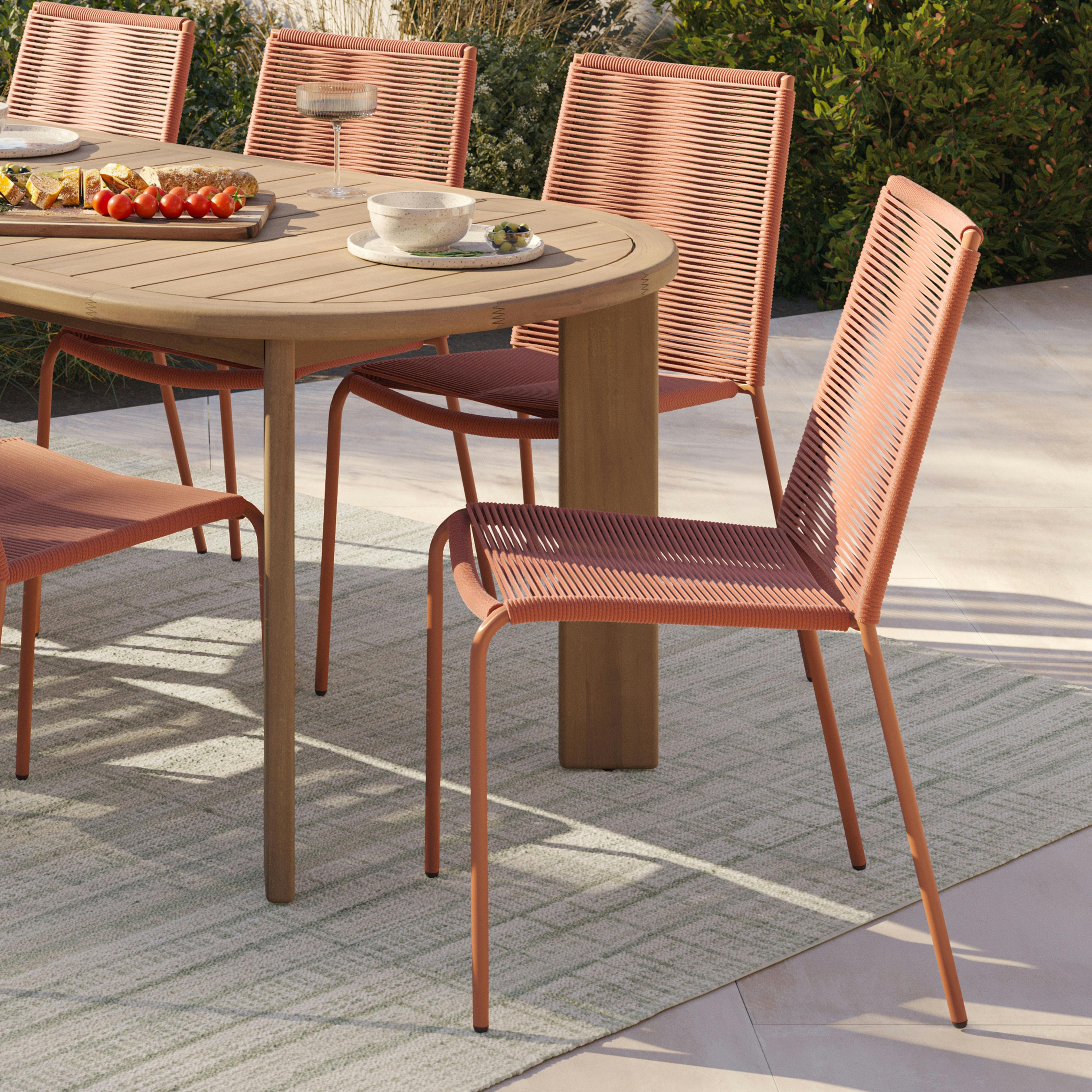 Powder-coated Steel Framed Ochre Brown Woven Rope Dining Chair