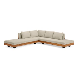 Lubek 100.5" Outdoor Low Corner Sectional - Dravite Ivory