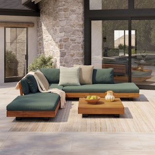 Lubek 100.5" Outdoor Low Corner Sectional - Dravite Green