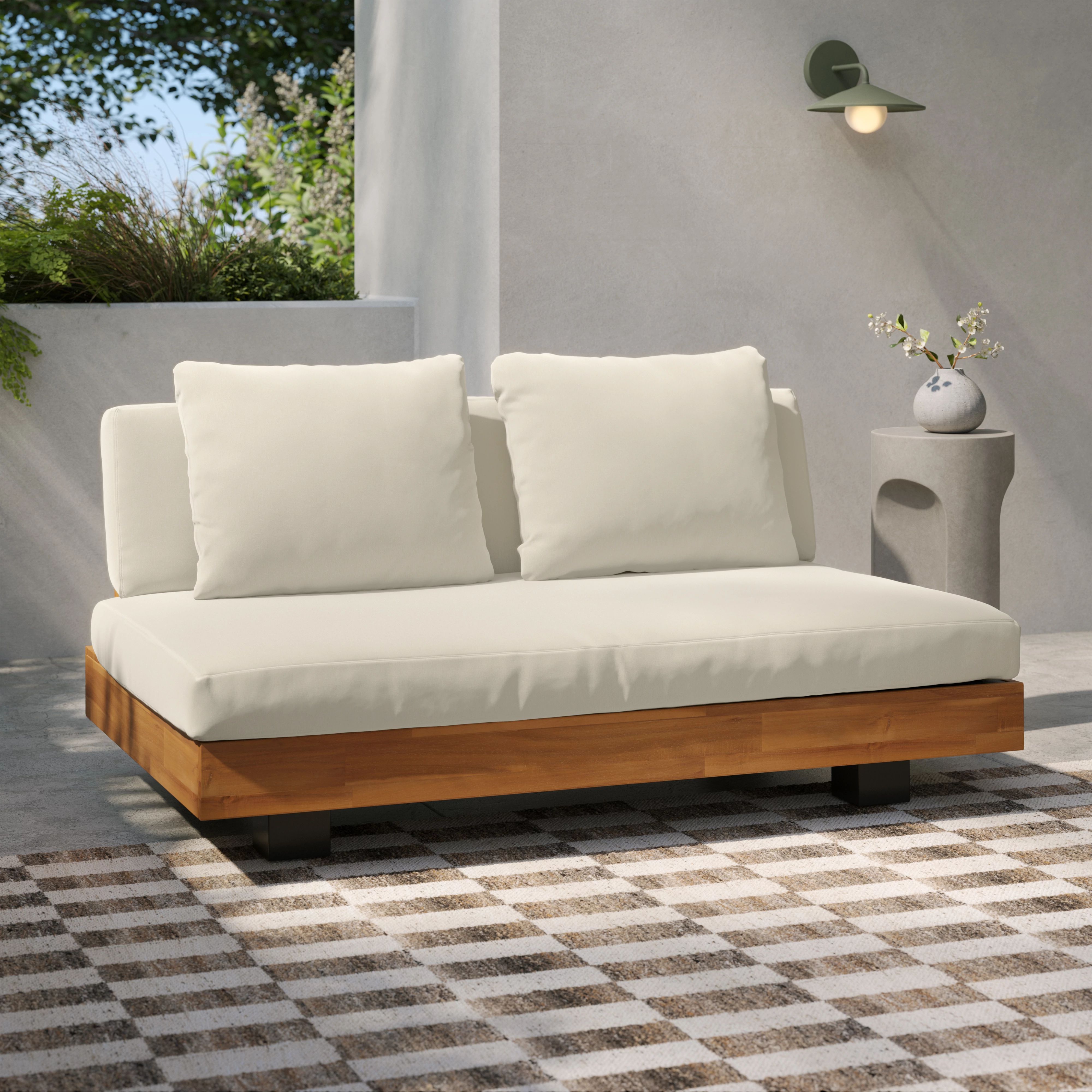 Lubek 50" Outdoor Low Loveseat - Dravite Ivory