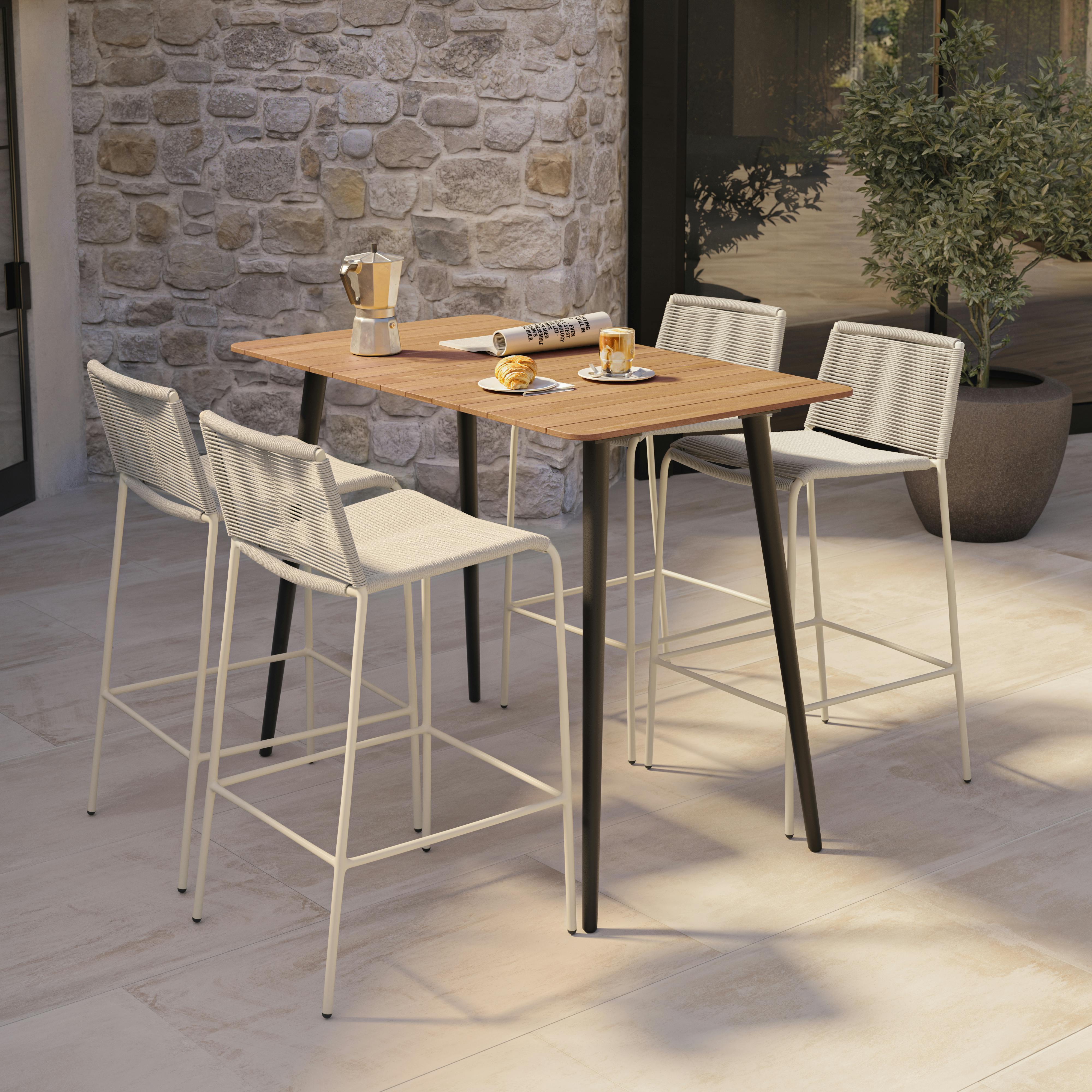 Powder-coated Steel Framed Taupe Woven Rope Bar Stool | Zina | Article Powder-coated Steel Framed Taupe Woven Rope Bar Stool | Zina | Article