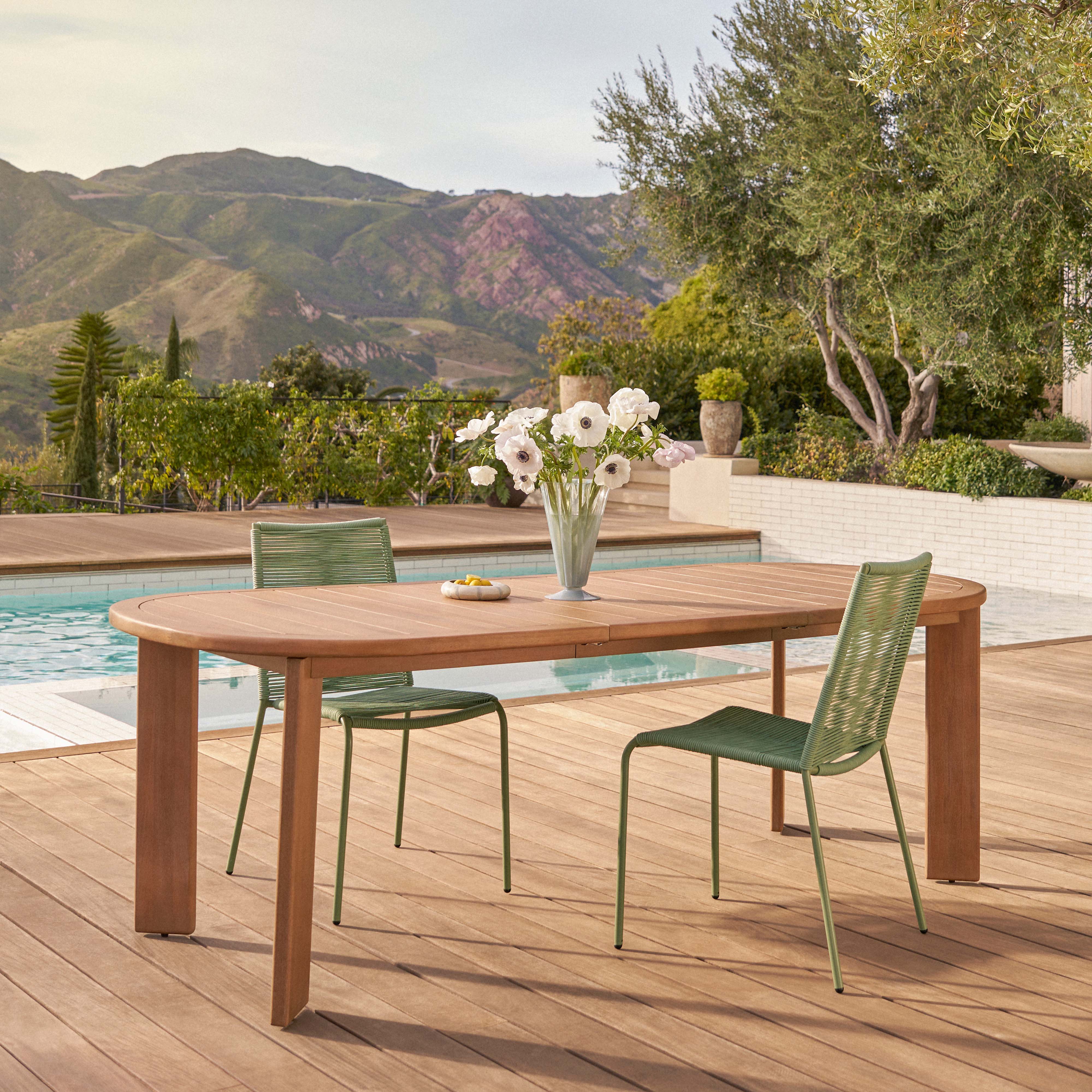 Daphne Outdoor Eucalyptus Extendable Dining Table for 6-8 | Article