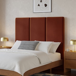 Noel Queen Tall Velvet Headboard - Hale Rust