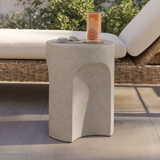 Noah Outdoor Cement Side Table - Gray