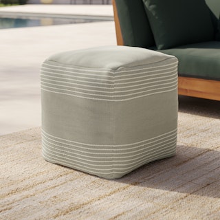 Mika 16" Indoor/Outdoor Pouf - Ridge Taupe