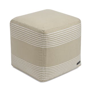 Mika 16" Indoor/Outdoor Pouf - Ridge Taupe