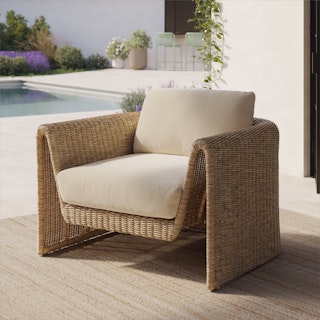 Willa 38" Outdoor Wicker Lounge Chair - Dravite Ivory