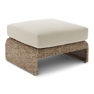 Willa 28.5" Outdoor Wicker Ottoman - Dravite Ivory