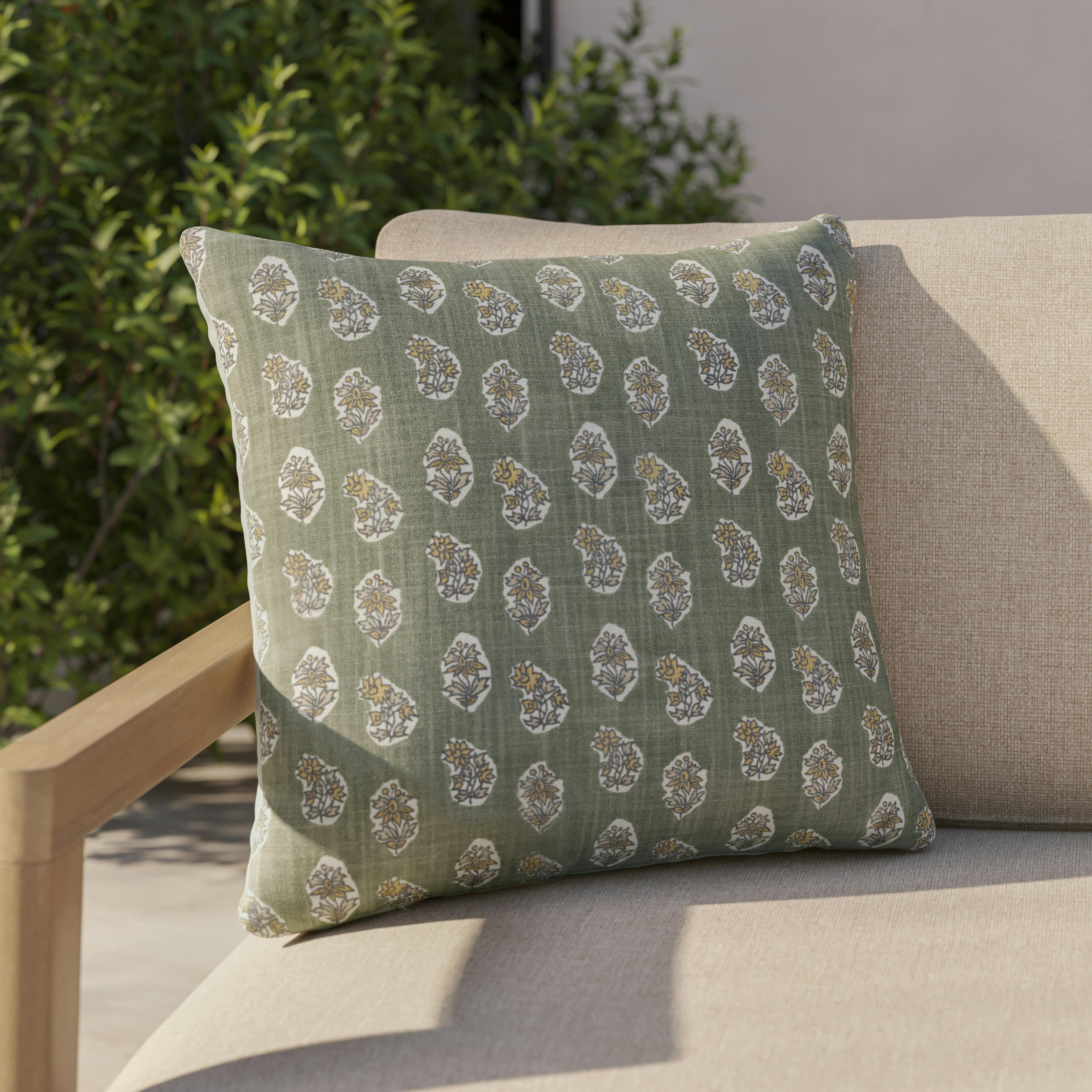 Orvo Sea Green Floral Outdoor Pillow | Article
