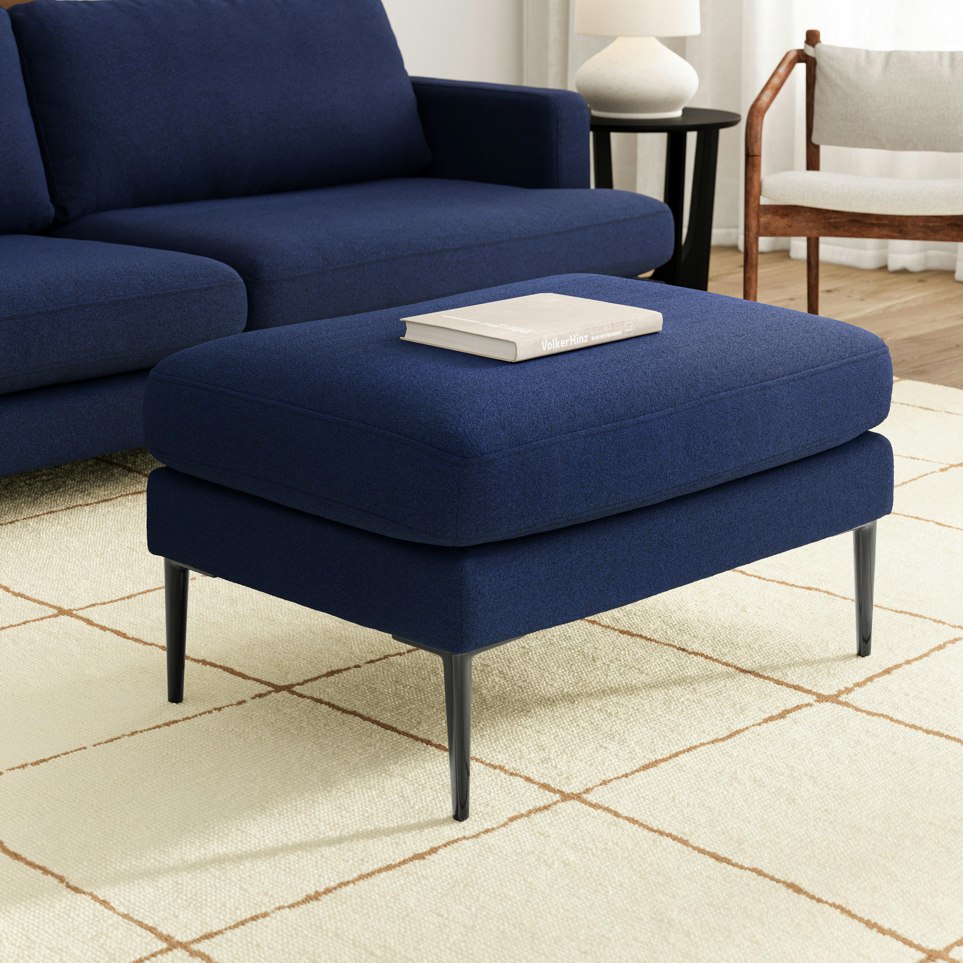 Cillian Ratine Navy Ottoman | Article