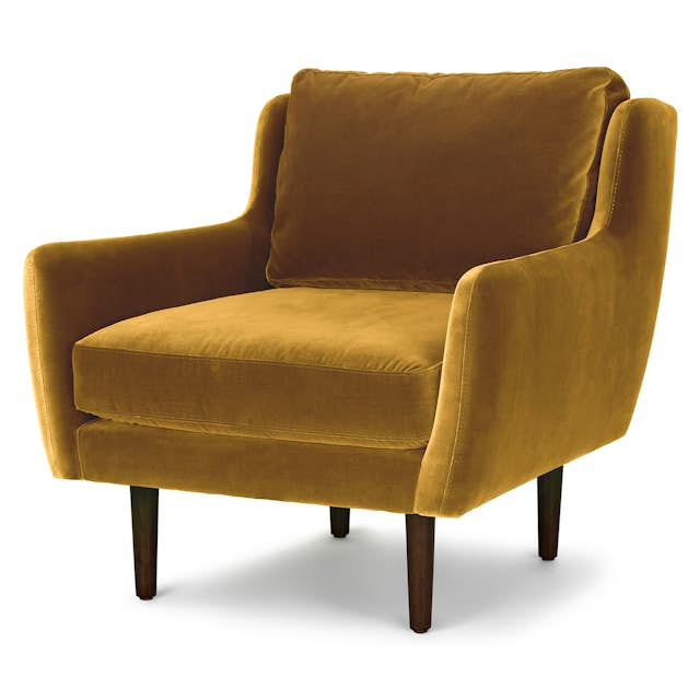 Black Walnut & Yarrow Gold Velvet Lounge Chair | Matrix | Article