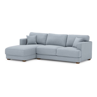 Dawn 100" Left Sectional - Silver Light Blue