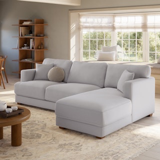 Dawn 100" Right Sectional - Silver Ivory
