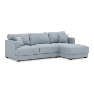 Dawn 100" Right Sectional - Silver Light Blue