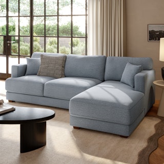 Dawn 100" Right Sectional - Silver Light Blue