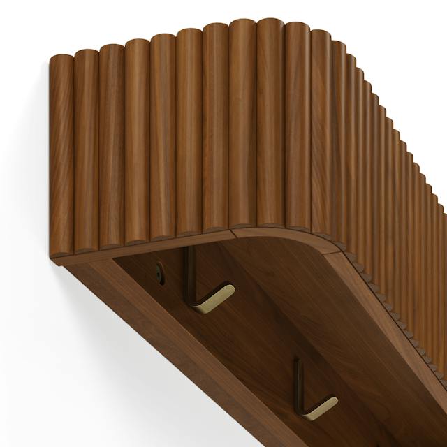Liv Brass and Walnut Narrow Shelf and Coat Rack | Article