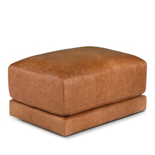 Whitmore 33" Leather Ottoman - Salerno Tan