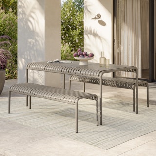 Sarek 67" Outdoor Dining Table Set - Warm Stone