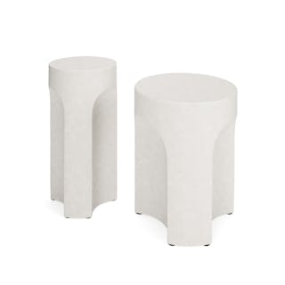 Noah Outdoor Cement Drink & Side Table Set - White