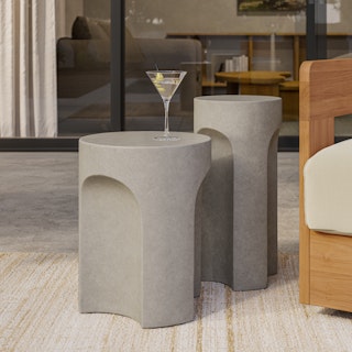 Noah Outdoor Cement Drink & Side Table Set - Gray