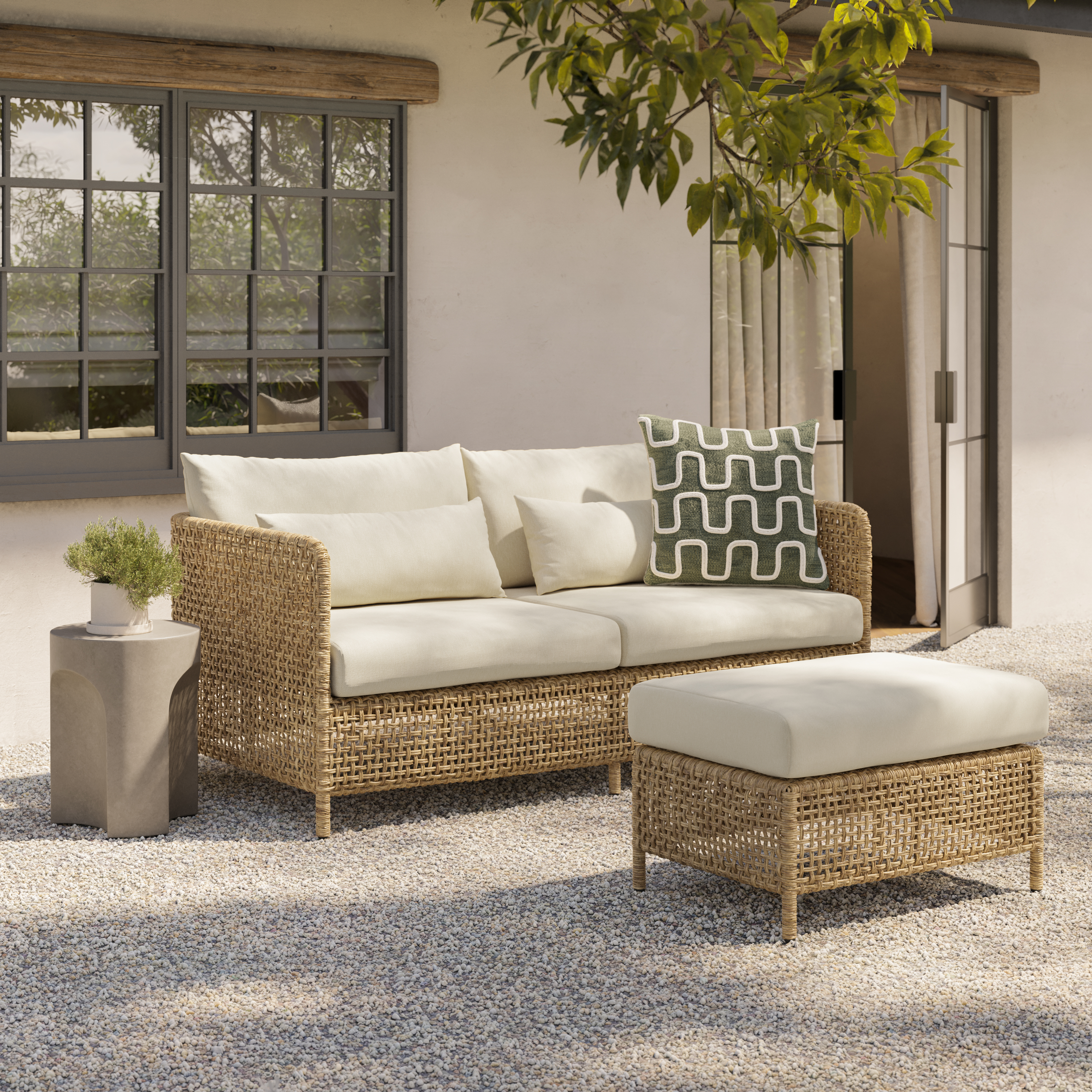 Robbi Dravite Ivory Loveseat and Ottoman Set | Article