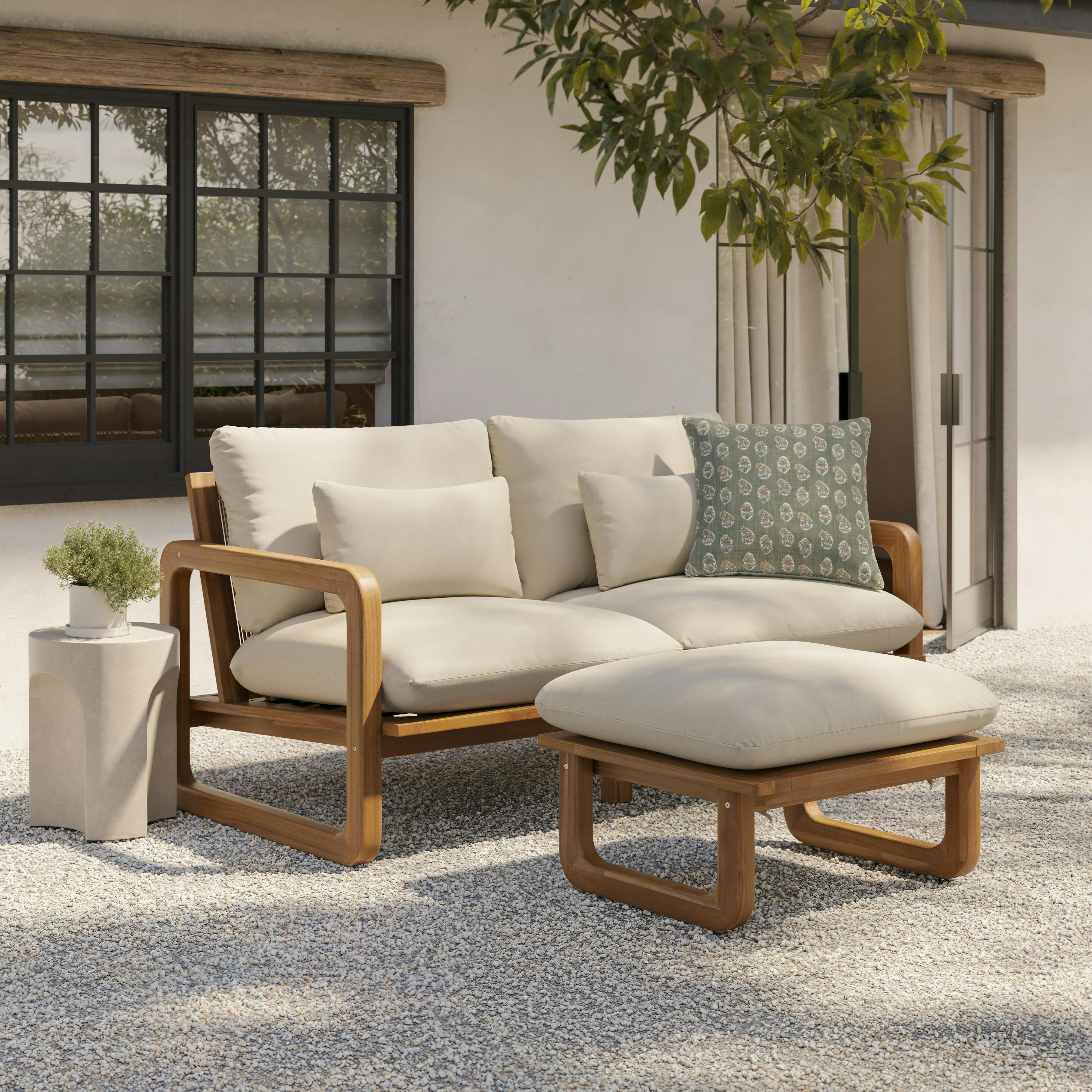 Robbi Dravite Ivory Loveseat and Ottoman Set | Article