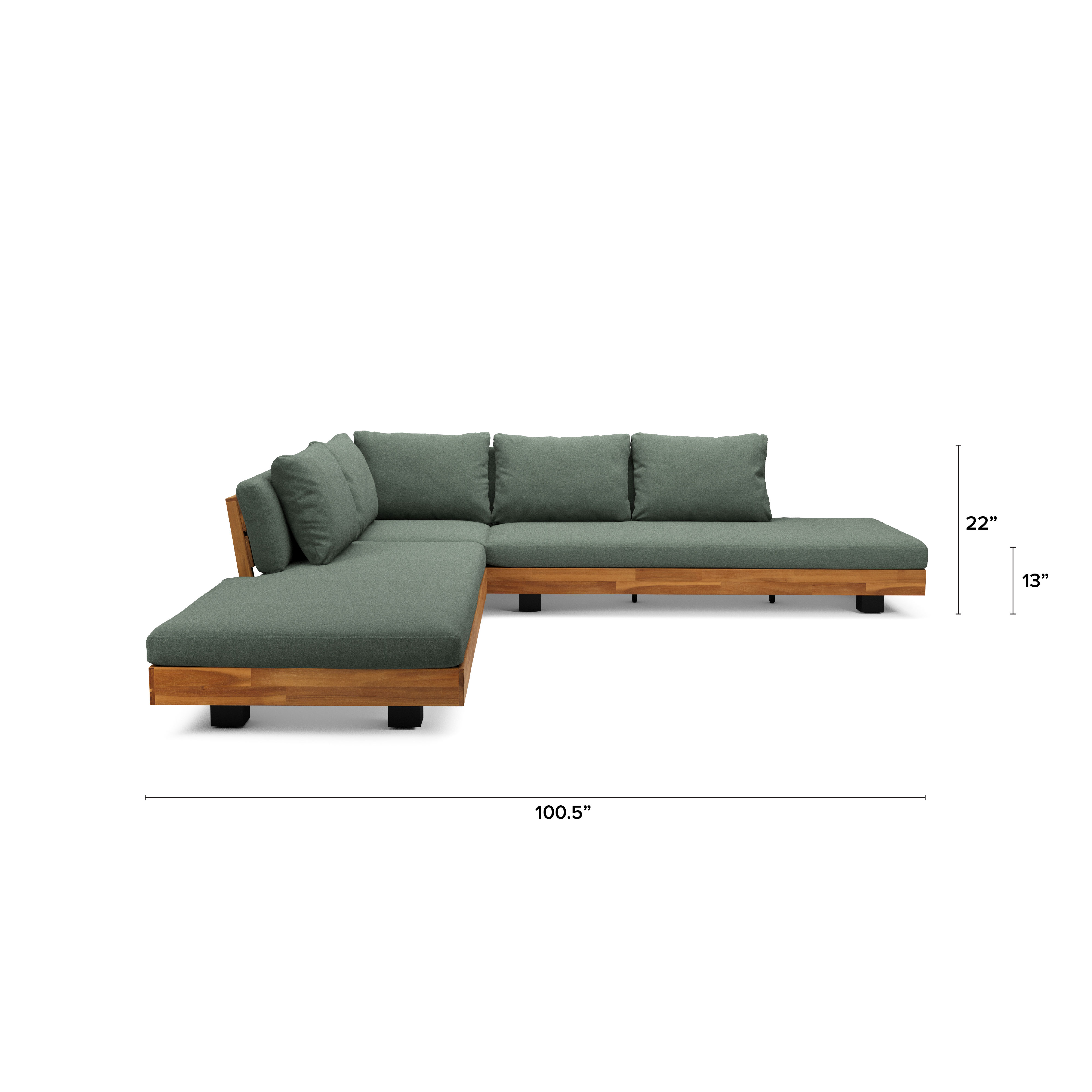 Lubek 100.5" Outdoor Low Corner Sectional Set - Thumbnail 2