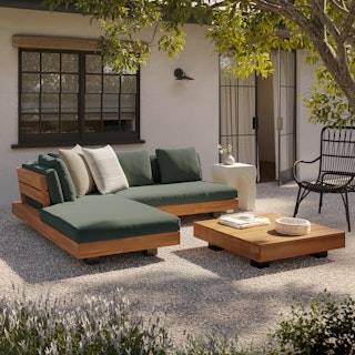 Lubek 82.5" Outdoor Low Left Sectional Set - Dravite Green