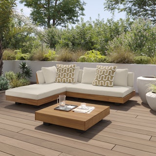 Lubek 82.5" Outdoor Low Left Sectional Set - Dravite Ivory