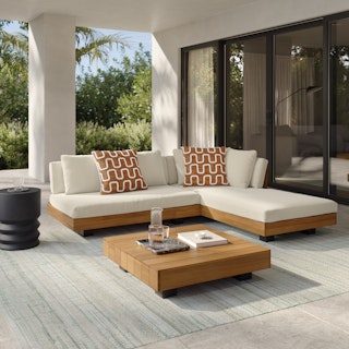 Lubek 82.5" Outdoor Low Right Sectional Set - Dravite Ivory