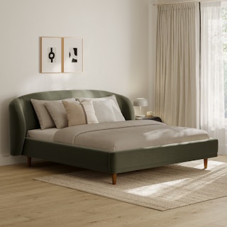 Kayra King Upholstered Bed - Felted Green