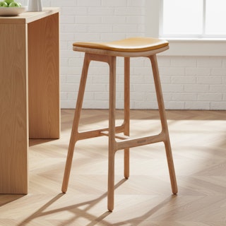 Esse Leather Counter Stool - Light Oak and Taos Tan